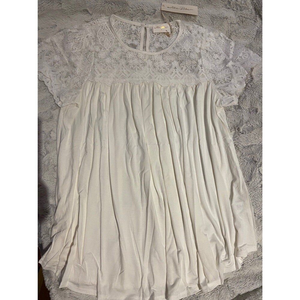 Allie Rose top crochet Lace top shirt womens size small white feminine boho soft